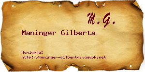 Maninger Gilberta névjegykártya